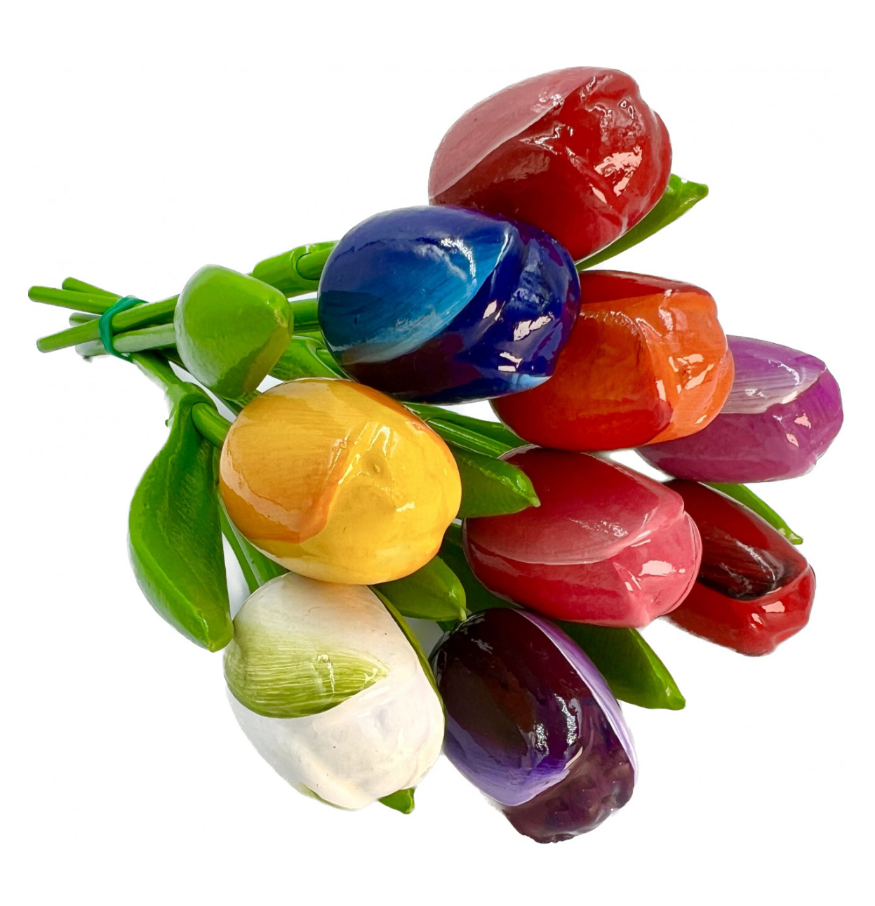 Holztulpen, Strauss Tulpen, 9 Tulpen aus Holz, Hoehe 34 cm